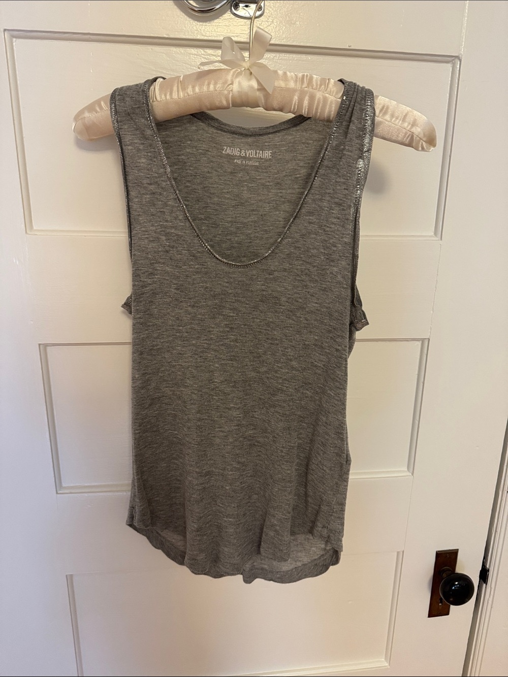 Zadig & Voltaire Heather Gray Sleeveless Tank with Subtle Scoop